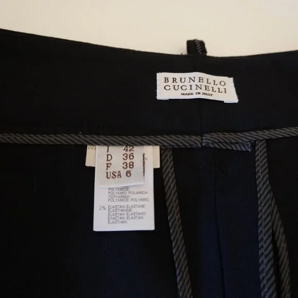 Brunello Cucinelli Monili Pants Navy Blue Tropical Luxury Virgin Wool Size 6 - Picture 8 of 8